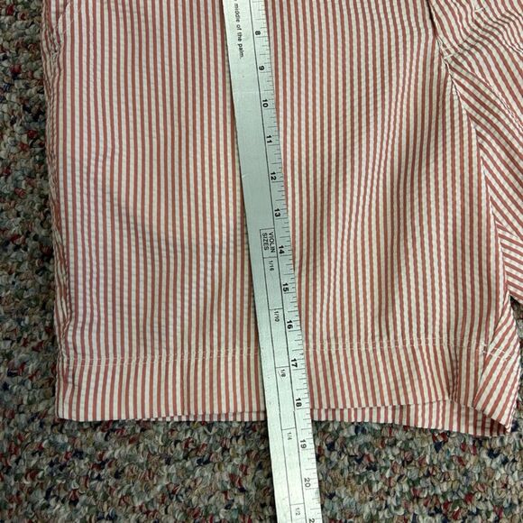 True Flies Red White Striped Seersucker 7.25" Inseam Chino Style Shorts Size 36 - Picture 13 of 15